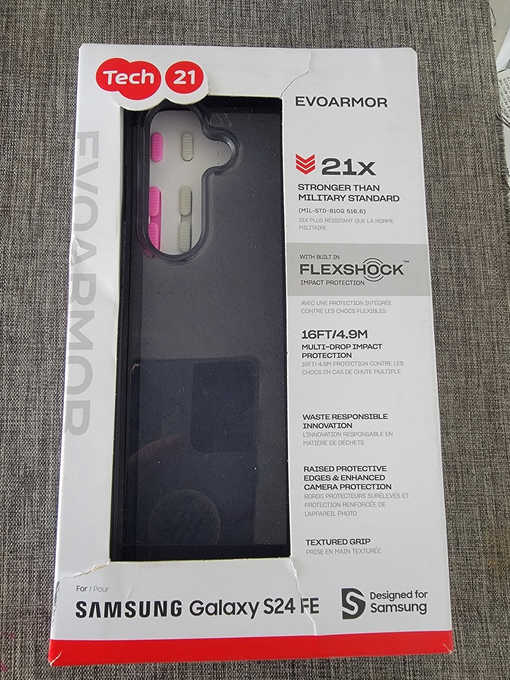 tech21 EvoArmor Case for Samsung Galaxy S24 FE - Black/Smoke